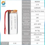 902559 Lithium Battery JHHE 902559 3.7v 1100mah 10c Lithium Polymer Lipo Cells for Drone RC Cars RC Toys - Image 4