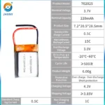 Lithium Polymer Drone Battery With Factory Price 702025 3.7v 220mAh 15C Lifepo4 Battery for GPS,Toys,Earphones - Image 5