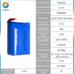 Large Capacity High Discharge Rate Reusable Lithium Polymer Battery Cell with Factory Price 752535 3.7v 520mAh for Drones - Image 5